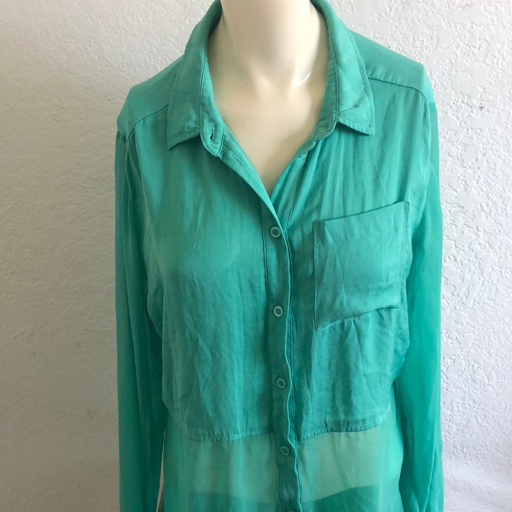 Free people green sheer blouse - Picture 2 of 4